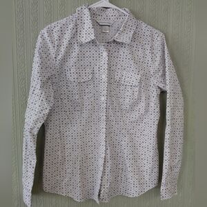 CHRISTOPHER AND BANKS womena White Patterned Button Down Collared Shirt
